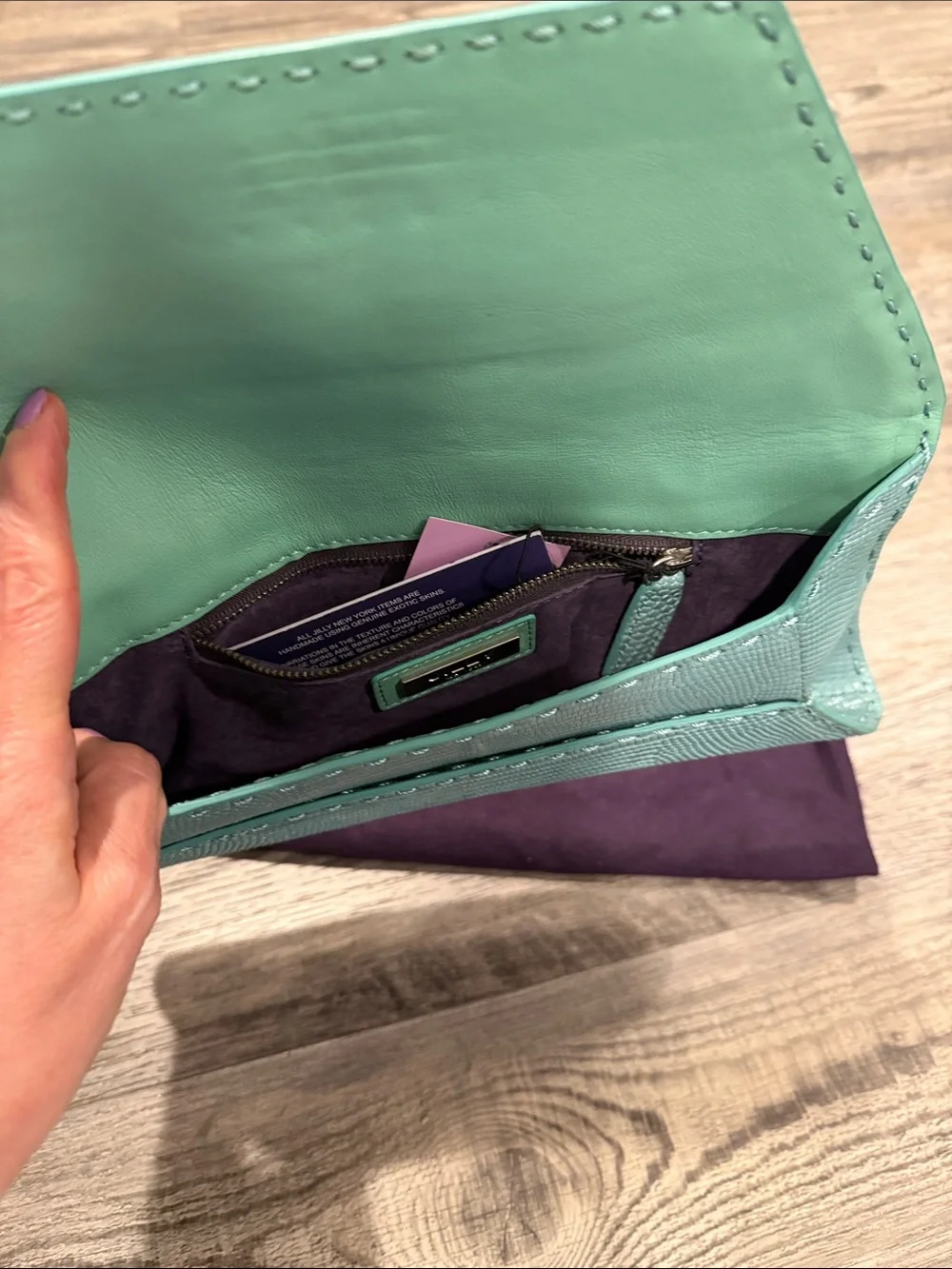 Jilly New York Genuine Exotic Skin Turquoise Envelope Clutch NWT NEW WITH TAGS